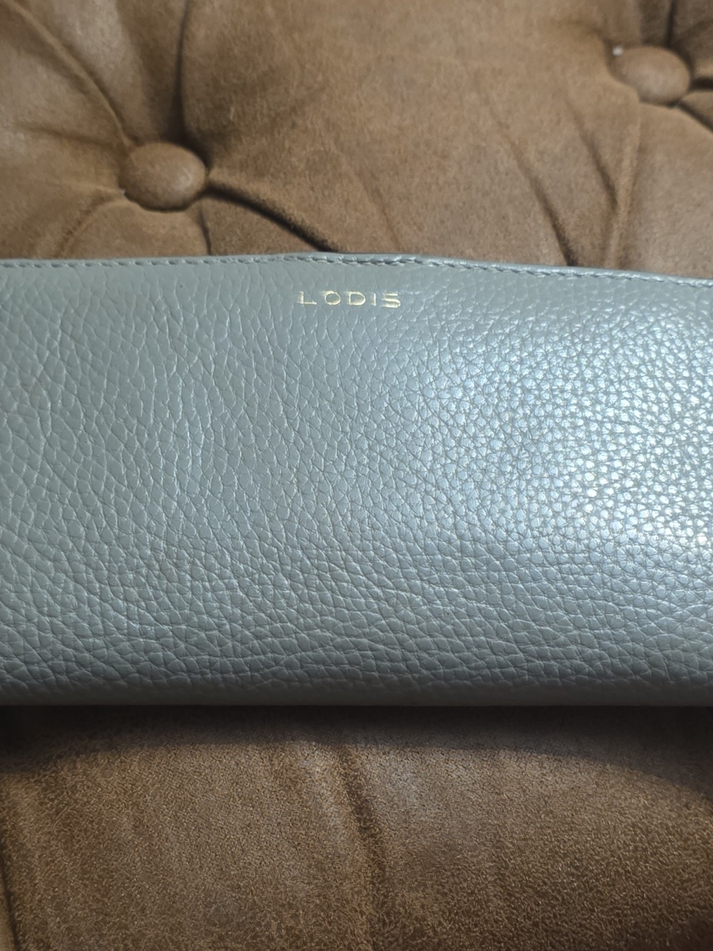 LODIS Pebbled Leather Wallet - Dusty Blue Gray